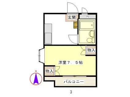 パフィオ(1K/2階)の間取り写真