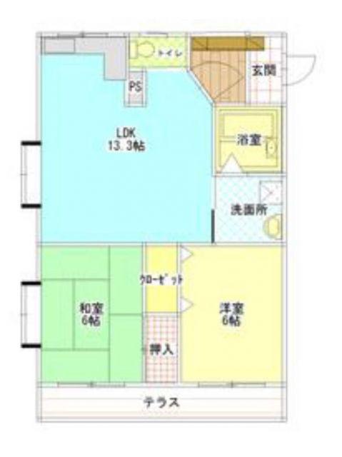 カレラハイツ(2LDK/2階)の間取り写真