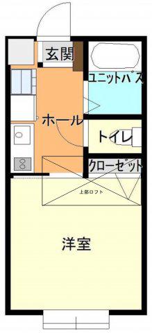 SAJA福住(1K/2階)の間取り写真