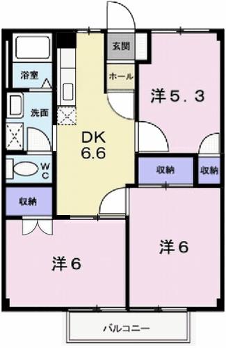 サンビレッヂ野里(3DK/2階)の間取り写真