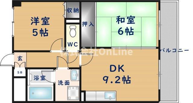 イーストNAGARE(2DK/3階)の間取り写真