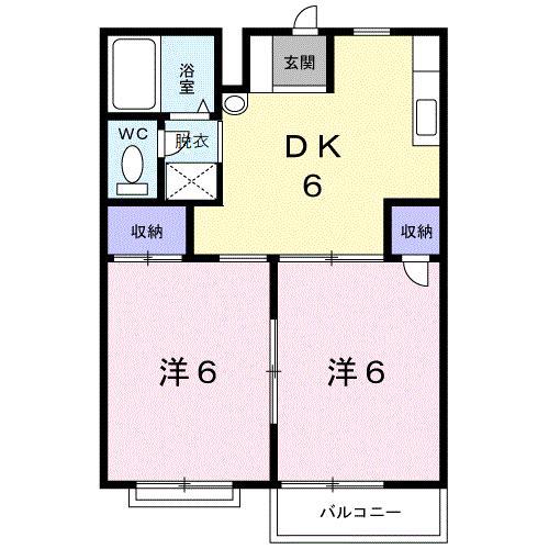 グリーンハイツクドウB(2DK/2階)の間取り写真