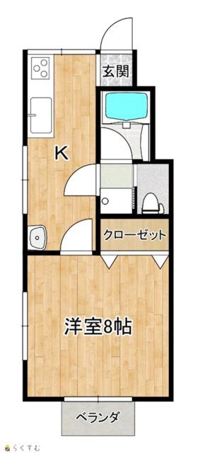 リバーサイドウィング(1K/1階)の間取り写真