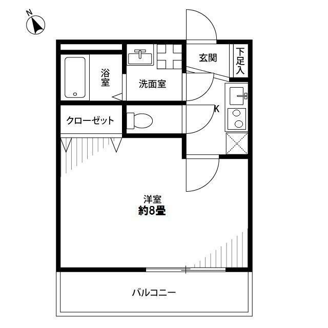 アムールIYAMA II(1K/2階)の間取り写真