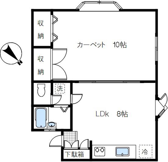 サニーレジデンス(1LDK/2階)の間取り写真