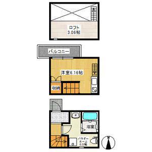 アースクエイク上条A棟(ワンルーム/1階)の間取り写真
