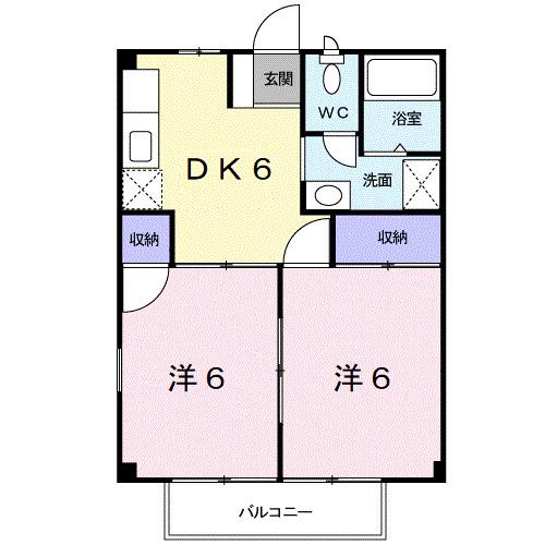 シャロル内原(2DK/1階)の間取り写真