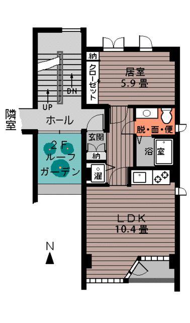 ベルデューレU(1LDK/1階)の間取り写真