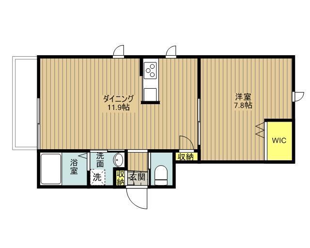 SUNNYCOURT(1LDK/1階)の間取り写真