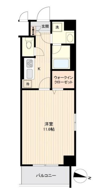 ベルメゾン若林(1K/6階)の間取り写真