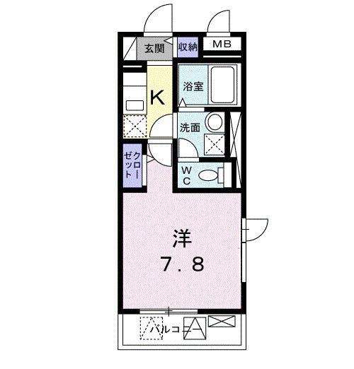 ドミール桜井(1K/4階)の間取り写真