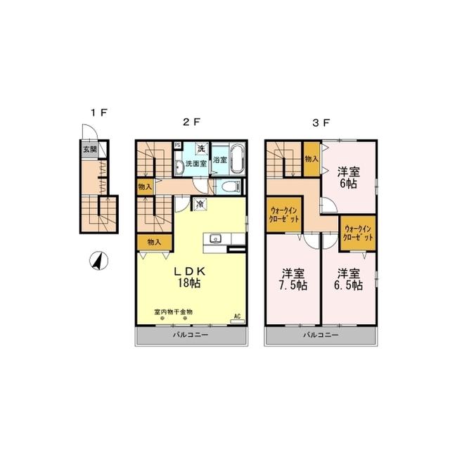D-ROOM メゾン鎌田(3LDK/2階)の間取り写真