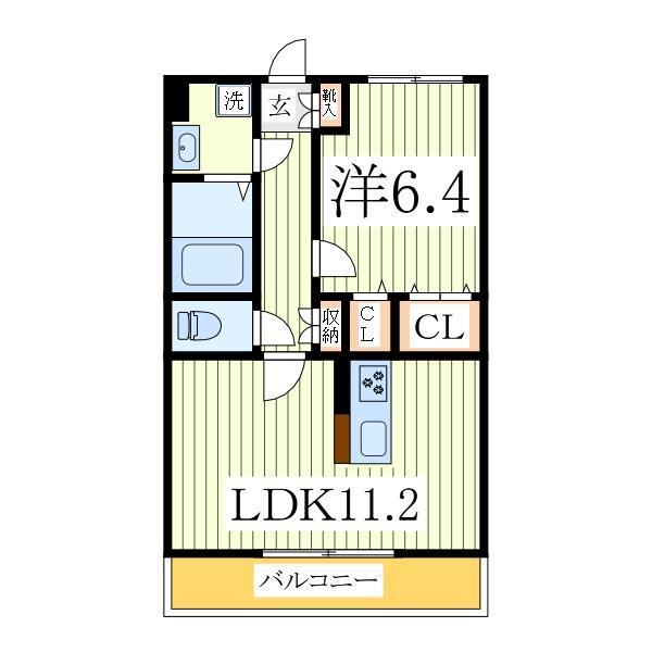 グリシーナおおたかIII(1LDK/2階)の間取り写真