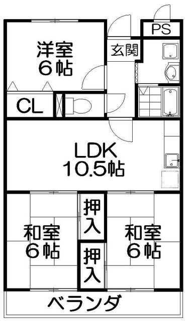 パークサイドスクエア(3LDK/2階)の間取り写真