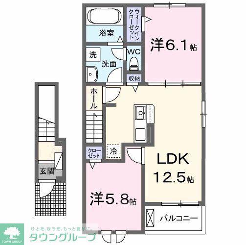 ヴェルドゥーラI(2LDK/2階)の間取り写真
