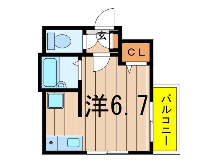 オーク上目黒(ワンルーム/3階)の間取り写真