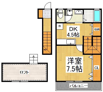 アイリスII(1DK/2階)の間取り写真