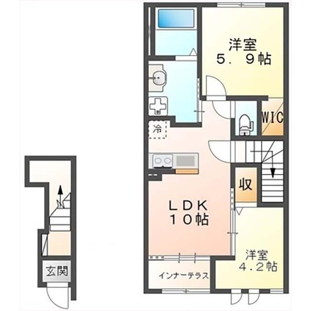 AVENIR(2LDK/2階)の間取り写真