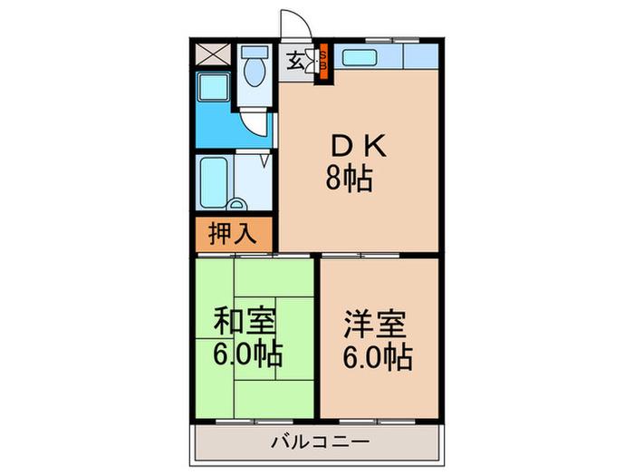 ルアージュA棟(2DK/2階)の間取り写真