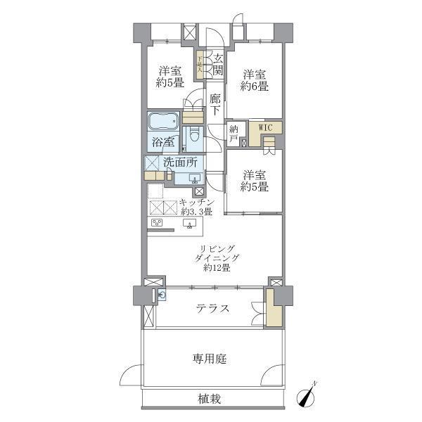 BRILLIA鷺沼(3LDK/1階)の間取り写真