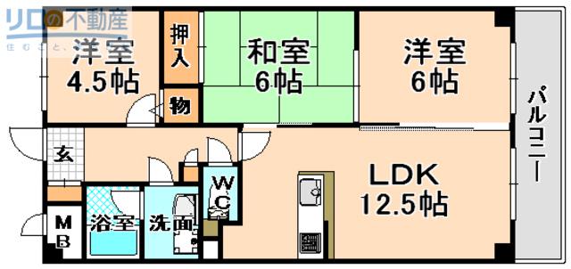 メゾンド-ル荒牧(3LDK/2階)の間取り写真