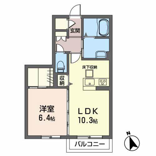 クレールI(1LDK/1階)の間取り写真