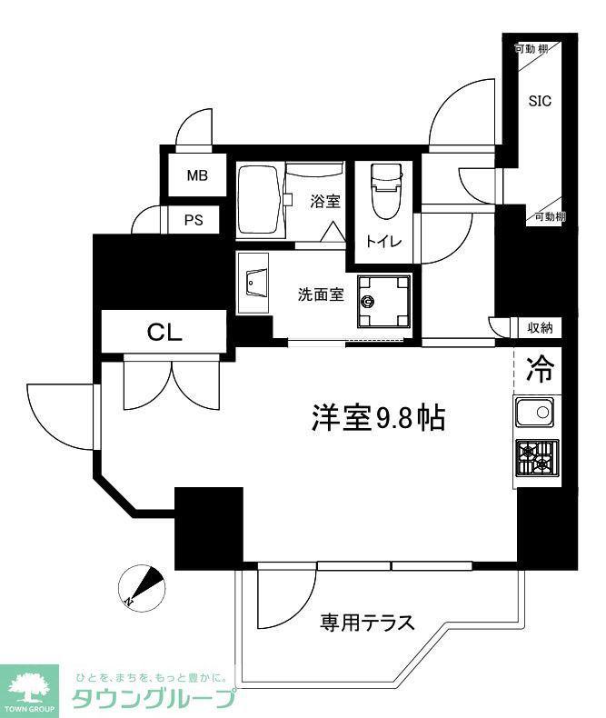 CREAL PREMIER恵比寿(ワンルーム/1階)の間取り写真