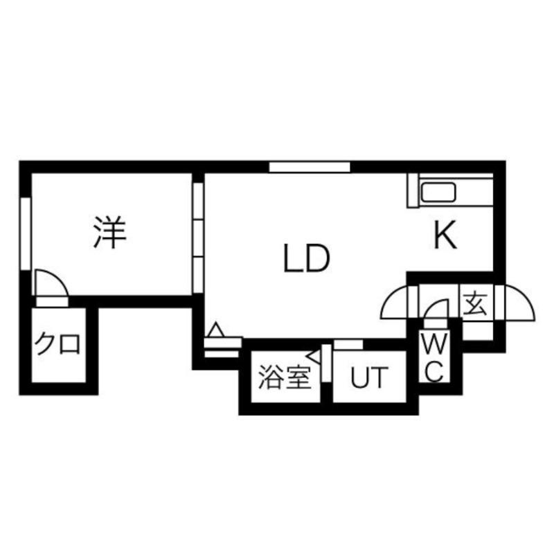 ノーマルヒル菊水B棟(1LDK/2階)の間取り写真
