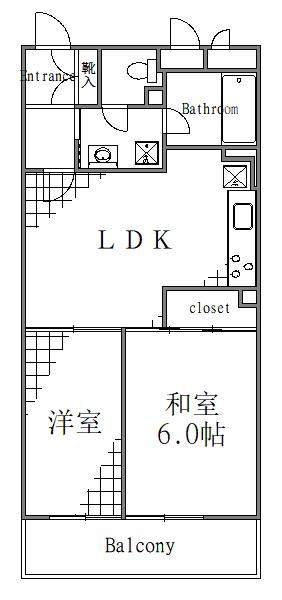 百花園パークファミリア(2DK/4階)の間取り写真