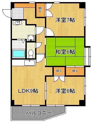 エル片野I(3LDK/3階)の間取り写真