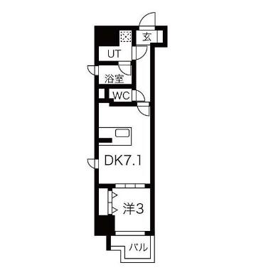 シーズンフラッツ錦糸町ウエスト(1DK/2階)の間取り写真