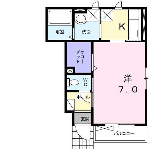 クレメント(1K/1階)の間取り写真