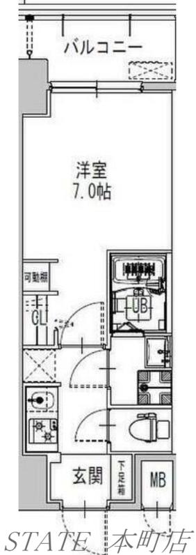 S-RESIDENCE難波大国町TRES(1K/6階)の間取り写真