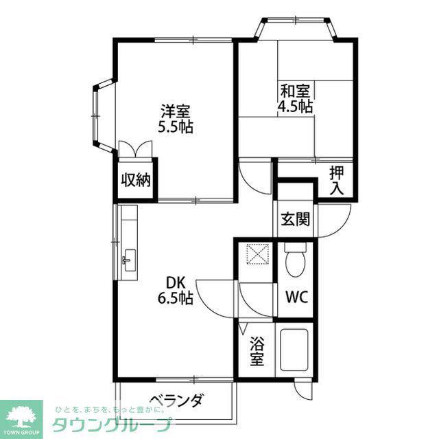 プラトゥサイド弐番館(2DK/2階)の間取り写真