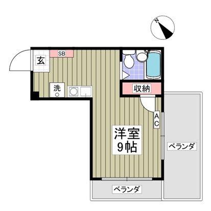 ウィンズベルⅡ(ワンルーム/3階)の間取り写真