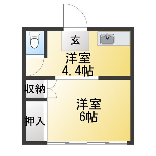 青樹荘(ワンルーム/1階)の間取り写真