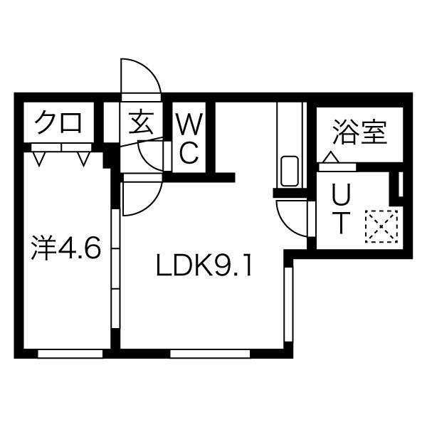 STUDIO中島公園(1LDK/5階)の間取り写真