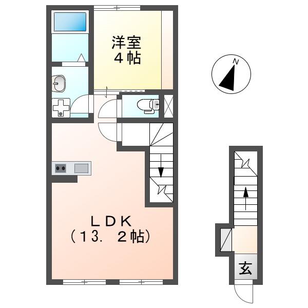 ニューページ(1LDK/2階)の間取り写真