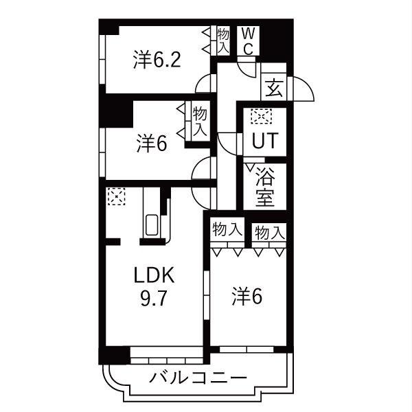 ヴォーネン元町ノース(3LDK/1階)の間取り写真
