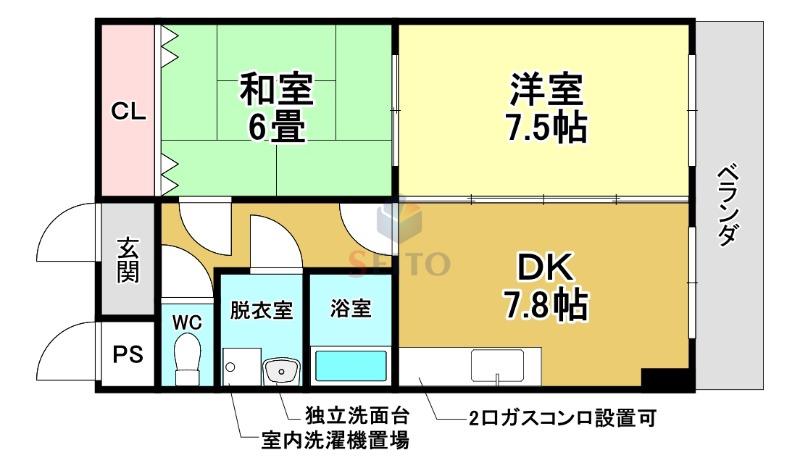 テラスハマ(2DK/3階)の間取り写真