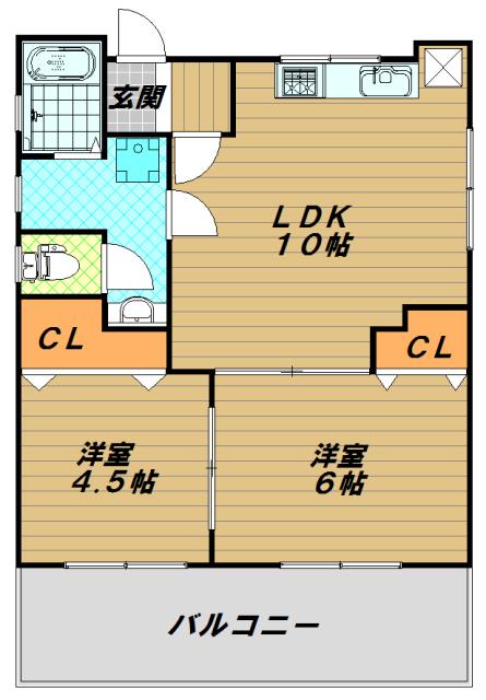 ラムール西山町(2LDK/5階)の間取り写真