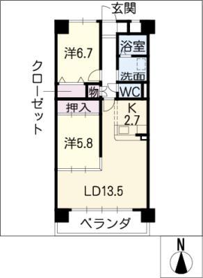 シャイニング.ヒルズ(2LDK/3階)の間取り写真