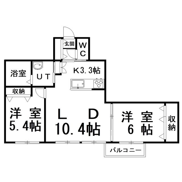 OBER白金(2LDK/3階)の間取り写真