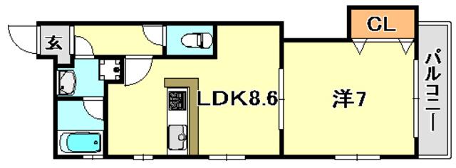 レジデンス須磨(1LDK/2階)の間取り写真