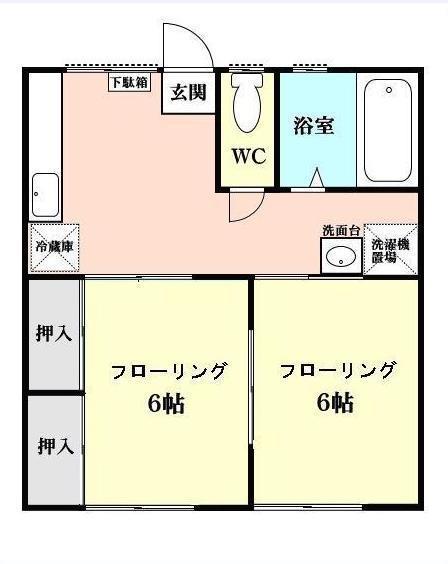 メープルハウスII(2DK/2階)の間取り写真
