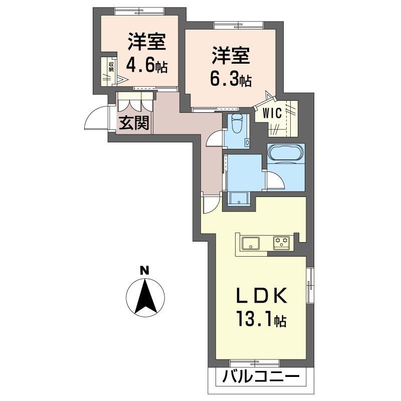 メゾン・ド・ノワール(2LDK/1階)の間取り写真
