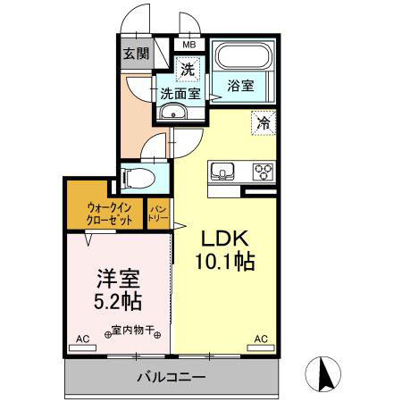 D-ROOM LEMON(1LDK/2階)の間取り写真