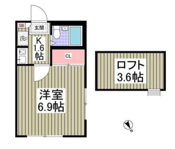 リブレス新河岸III(1K/1階)の間取り写真