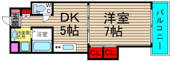 レインボーコートパートIII(1DK/5階)の間取り写真