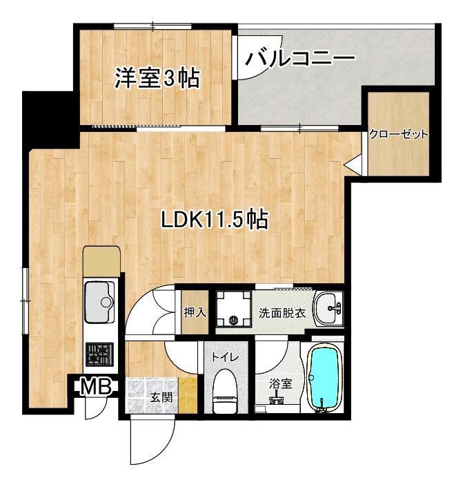 カーサアンバー(1LDK/6階)の間取り写真